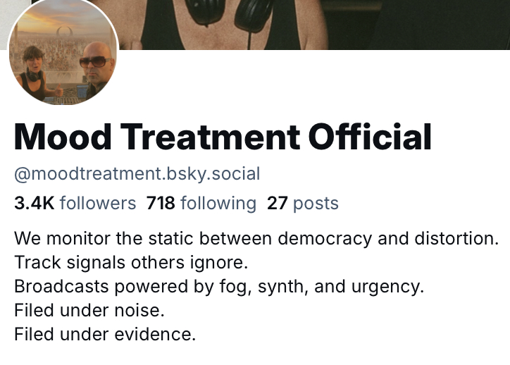 Bluesky profile screenshot for Mood Treatment